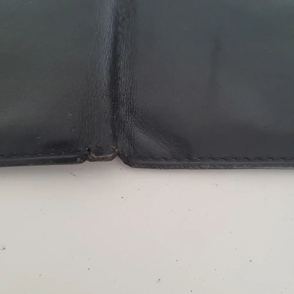Dunhill Designer Checkbook Card Bill Holder Wallet Black Bifold Leather Retro